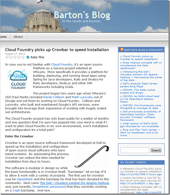 Barton George's Crowbar post