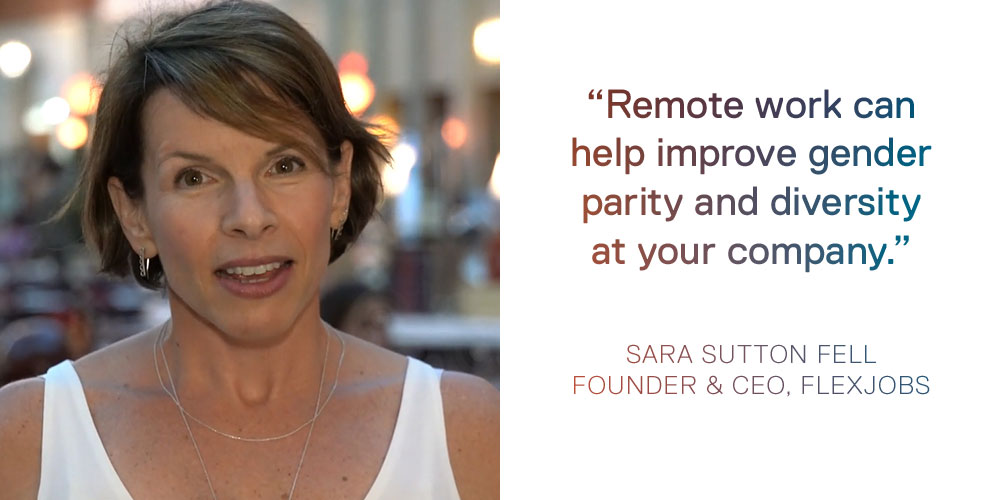 photo of and quote from Sara Sutton Fell, founder and CEO of Flexjobs